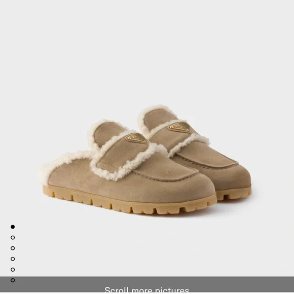 Prada Suede and Shearling Mules - Picture 2 of 11